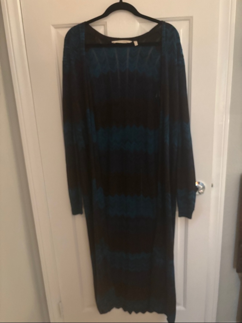 Soft Surroundings Teal & Black Chevron Knit Top - Picture 1 of 3